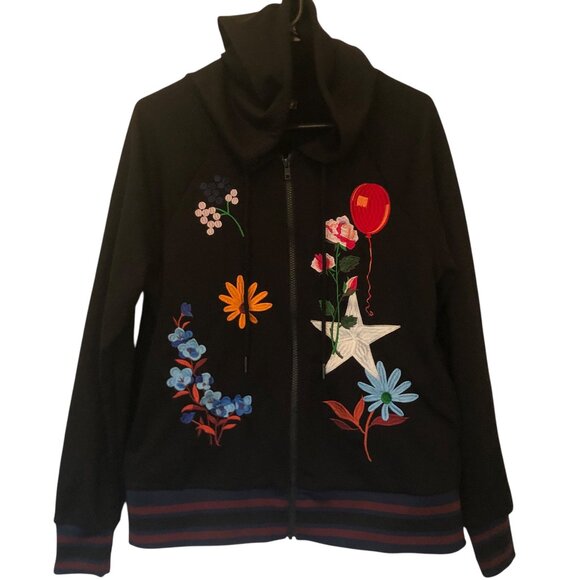 Cynthia Rowley embroidered zip-up hoodie sz XL - Picture 2 of 15